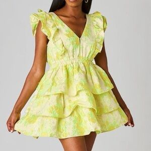NWT BuddyLove Hudson Elastic Waist Mini Dress - Lemon Crush RT $132